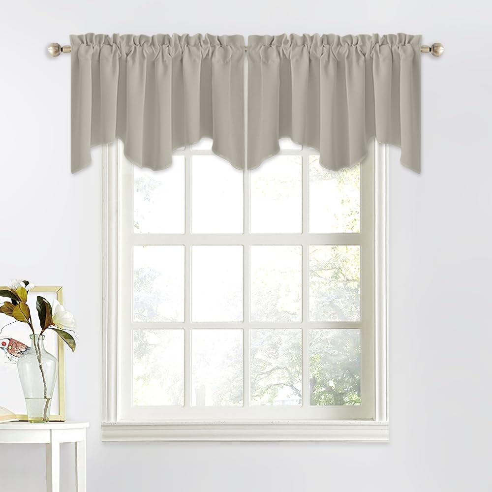 NICETOWN Farmhouse Curtain Valances for Kitchen Windows/Bathroom/Living Room/Bedroom Privacy Decorative Rod Pocket Short Samll W