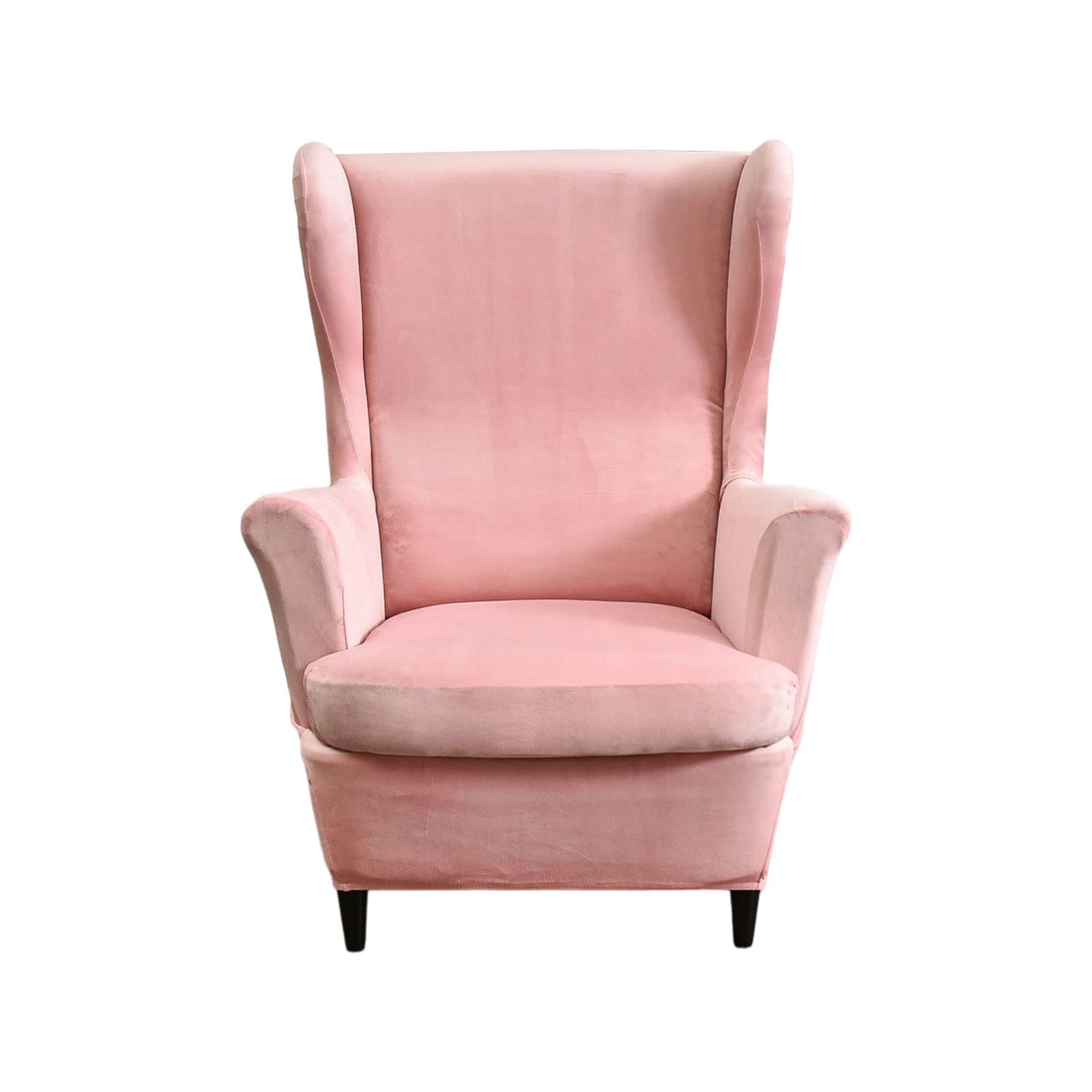 HAOYONG Velvet Wingback Armchair Covers 2-Piece Elastic Stretch Wingback Chair Sofa Slipcover Soft Wingback Chair Slipcover Wash