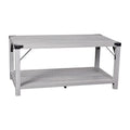 Flash Furniture Wyatt Modern Farmhouse 2 Tier Coffee Table - Aspen Gray Engineered Wood Frame - Black Metal Crisscross Side Brac