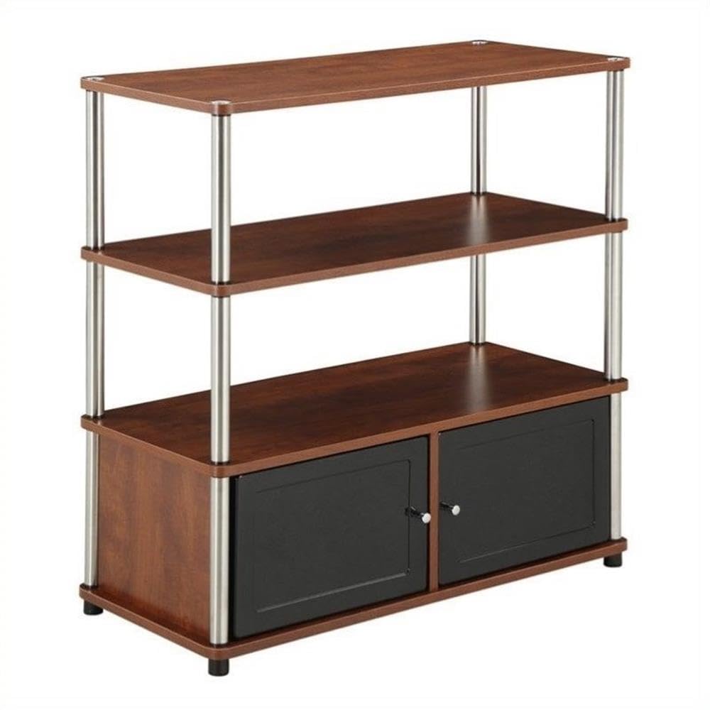 Convenience Concepts Designs2Go Highboy TV Stand with Storage Cabinets and Shelves for TVs up to 40 Inches, Cherry