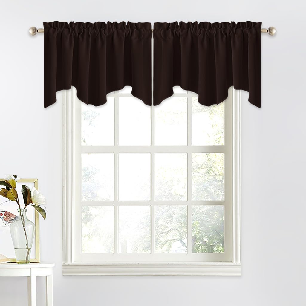 NICETOWN Bathroom Curtain Valances - 52 x 18 inches Rod Pocket Privacy Valance for Kitchen/Bay Window/Nursery/Boys Bedroom (Toff