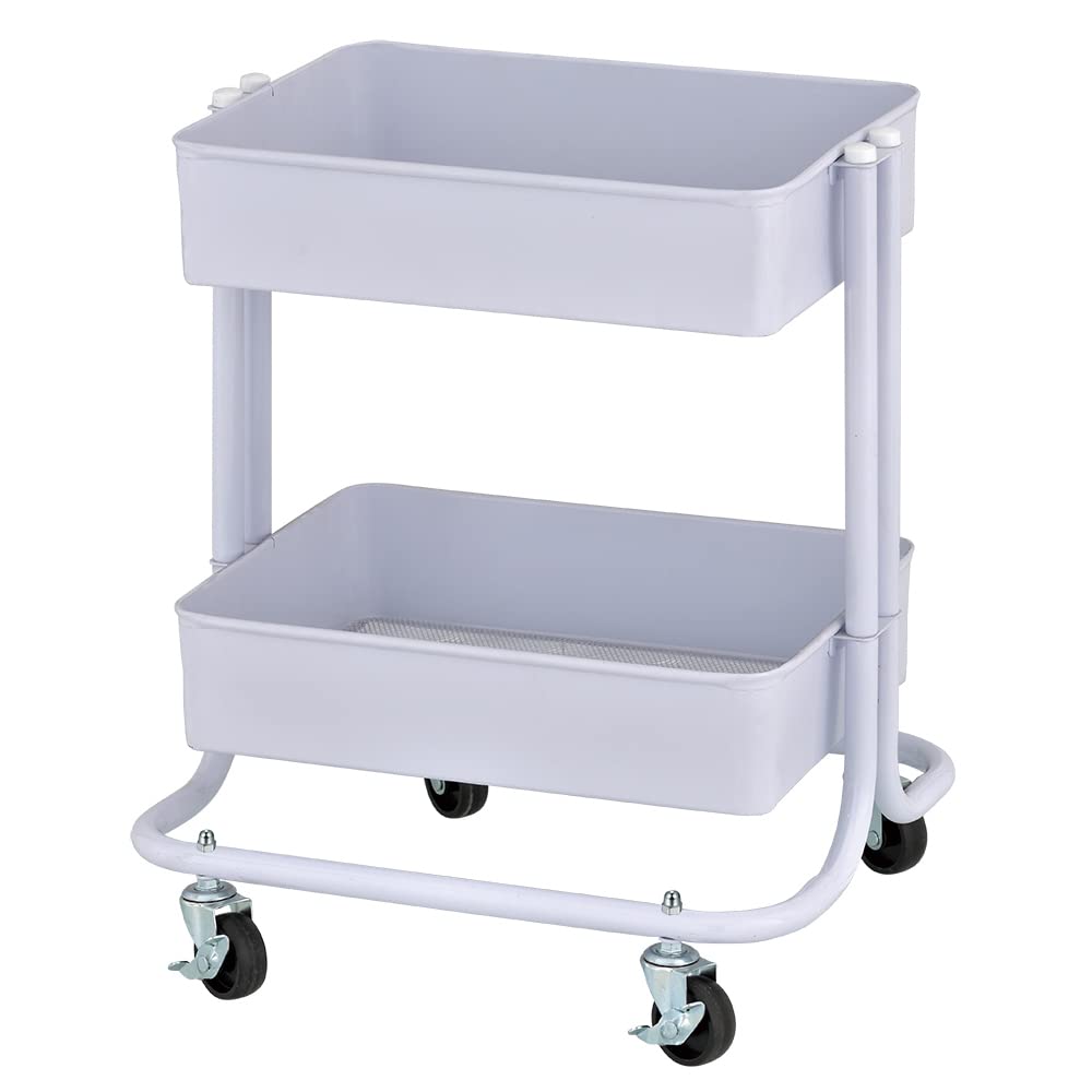 ECR4Kids 2-Tier Rolling Utility Cart, Multipurpose Storage, White