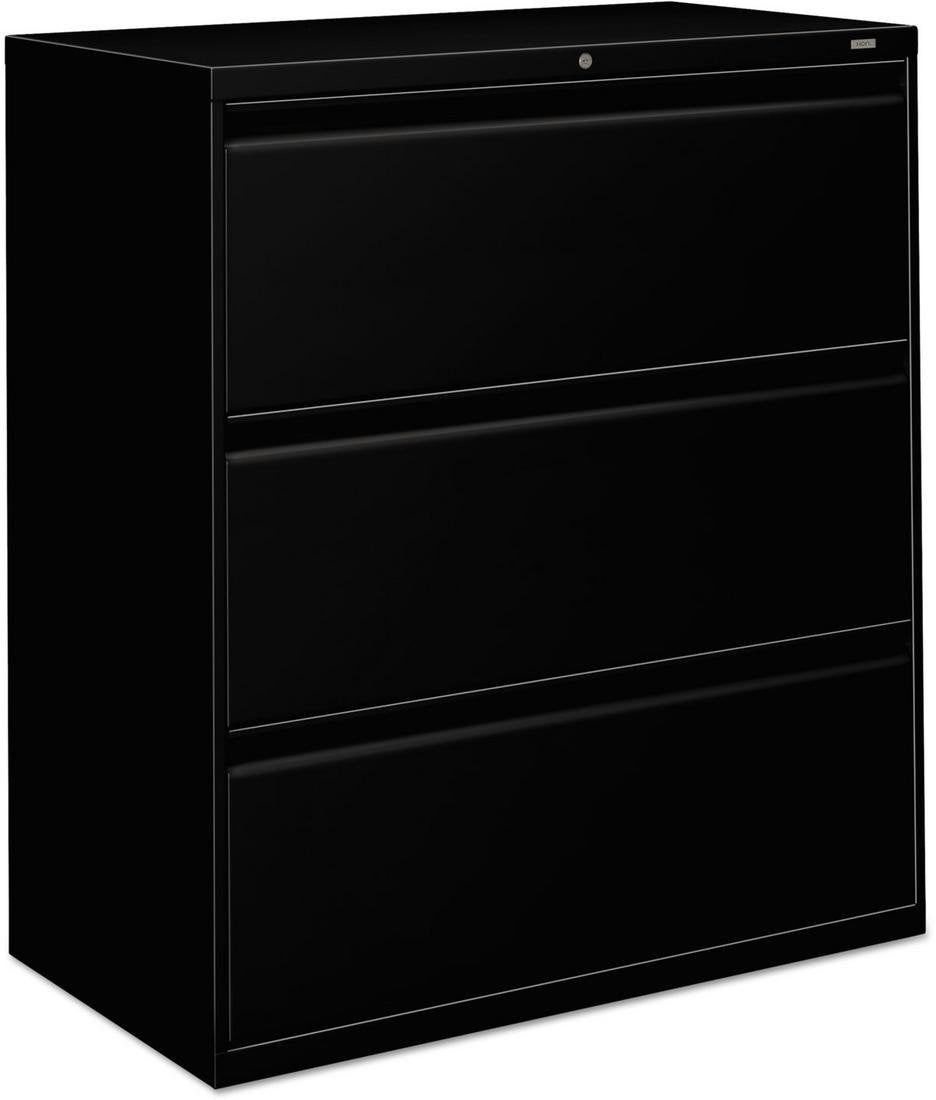 HON 800 Series Three-Drawer Lateral File, 36 by 19.25 by 40.87, Black