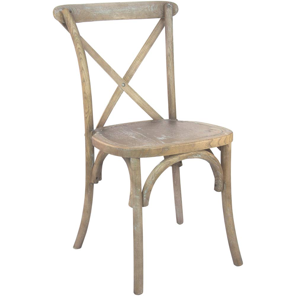 EMMA + OLIVER Medium Natural with White Grain X-Back Chair
