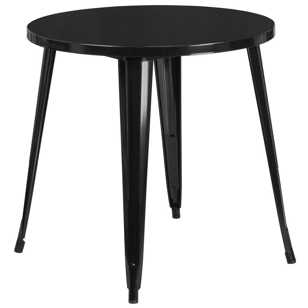 Flash Furniture Jeffrey Commercial Grade 30 Round Black Metal Indoor-Outdoor Table