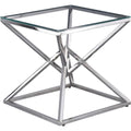 Best Master Furniture 22 Modern Tempered Glass End Table in Silver/Clear