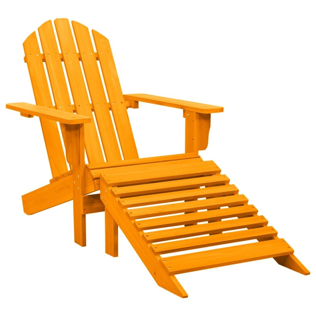 vidaXL Patio Adirondack Chair with Detachable Ottoman - Solid Fir Wood, Outdoor Lounging Furniture, Weather Resistant, Ergonomic