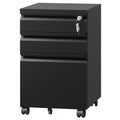 DEVAISE 3 Drawer File Cabinet with Lock, Black Metal Mobile Filing Cabinet Under Desk, Home Office Furniture fits A3/A4/Letter S
