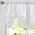 JINCHAN Tie Up Valance Curtains Kitchen Valance for Window Faux Linen Textured Valance for Living Room 20 Inch Light Filtering A