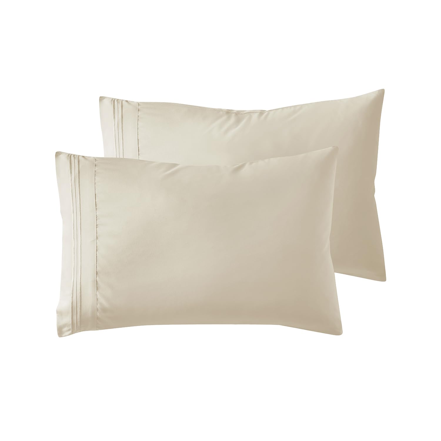 Nestl King Beige Microfiber Pillowcase, 2 - Soft, 1800 Thread Count, Envelope Closure, Set of 2, 20x40 Inches