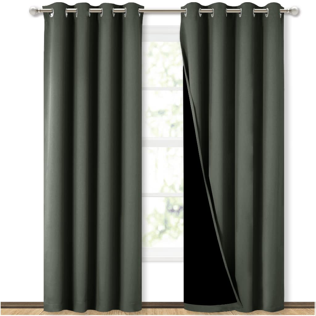 NICETOWN 100% Blackout Curtains 84 inches Long, Pair of Energy Smart & Noise Blocking Out Drapes for Baby Room Window, Thermal I