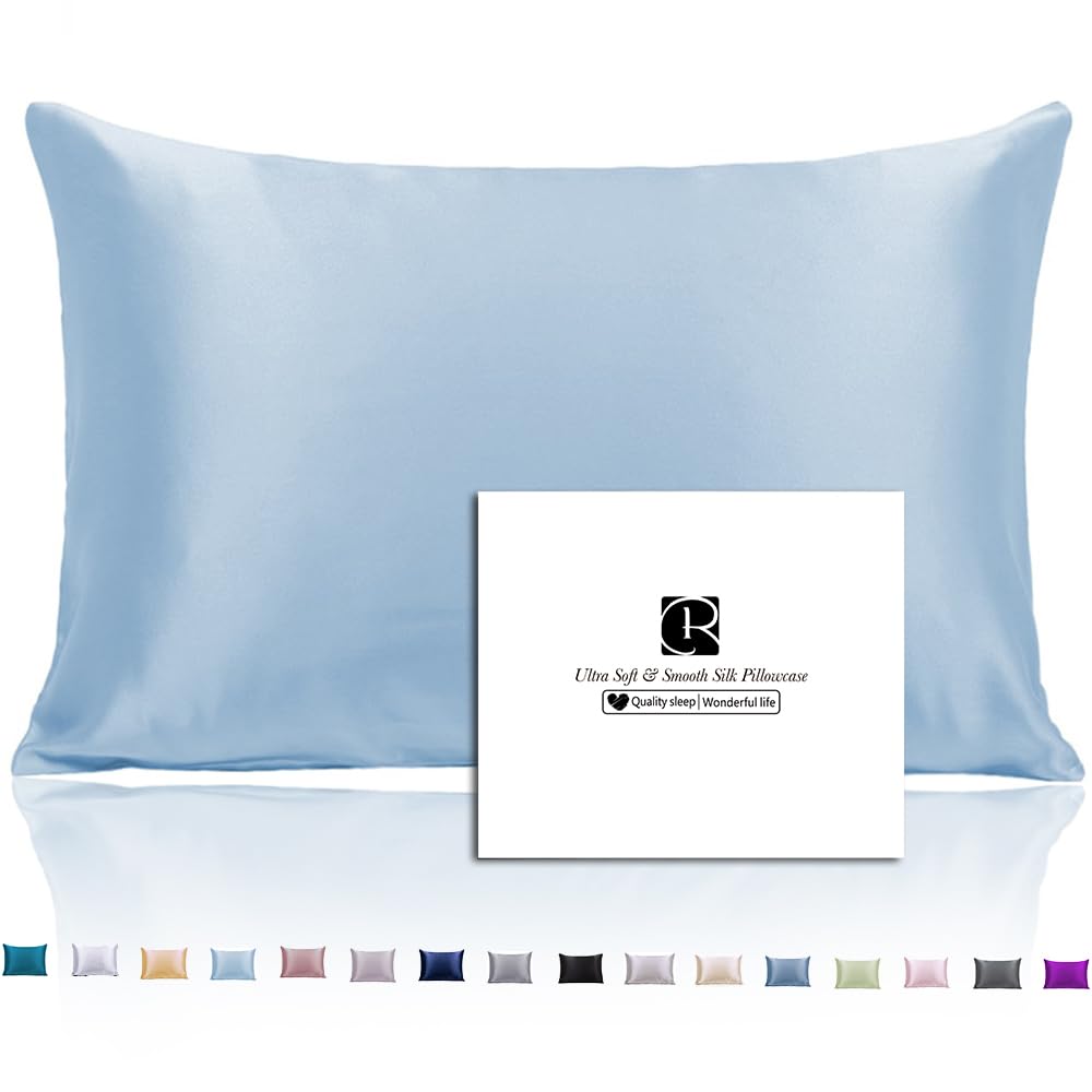 Silk Pillowcase for Hair and Skin with Hidden Zipper, Ravmix Both Sides 21Momme Mulberry Silk Cooling Pillow Case Queen Size 20 