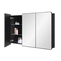 IDYLLOR Bathroom Mirror Medicine Cabinet with Round Corner Framed Door 48 x 30 inch, Black,Recessed or Surface Mount, with Adjus