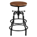 Yaheetech Industrial Bar Stool Vintage Counter Stool Rustic Counter Height Bar Stool Adjustable Metal Stool with Round Wood Seat