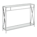 Convenience Concepts Oxford Chrome Console Table 42 - Contemporary Modern Sofa Table with Storage Shelf, Narrow Entryway Hall Ta