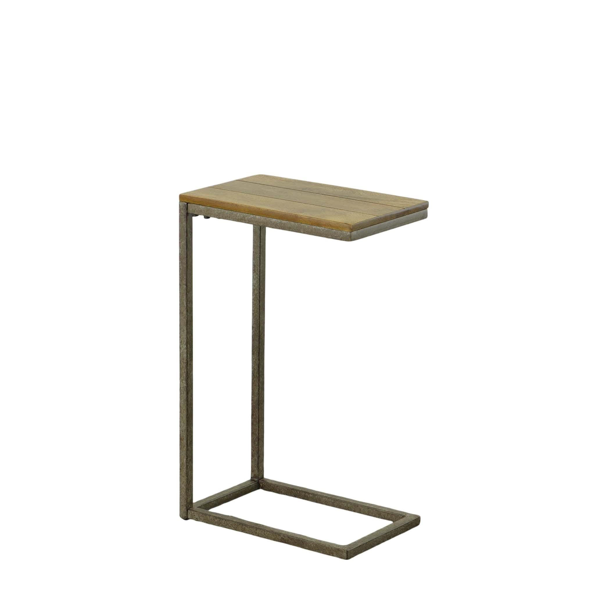 Carolina Chair & Table Ashley Square Small Computer Tray Table - Durable Metal and Wooden Side Tables - Industrial Style Space S