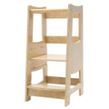 EGREE Toddler Kitchen Step Stool with Safety Rail Kids Wooden Standing Tower for Kitchen Counter and Bathroom Sink, 3 Heights Ad