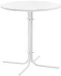 Crosley Furniture Griffith Round Outdoor Bistro Table, Retro Metal Patio Furniture for Dining, Porch, Deck, White Satin