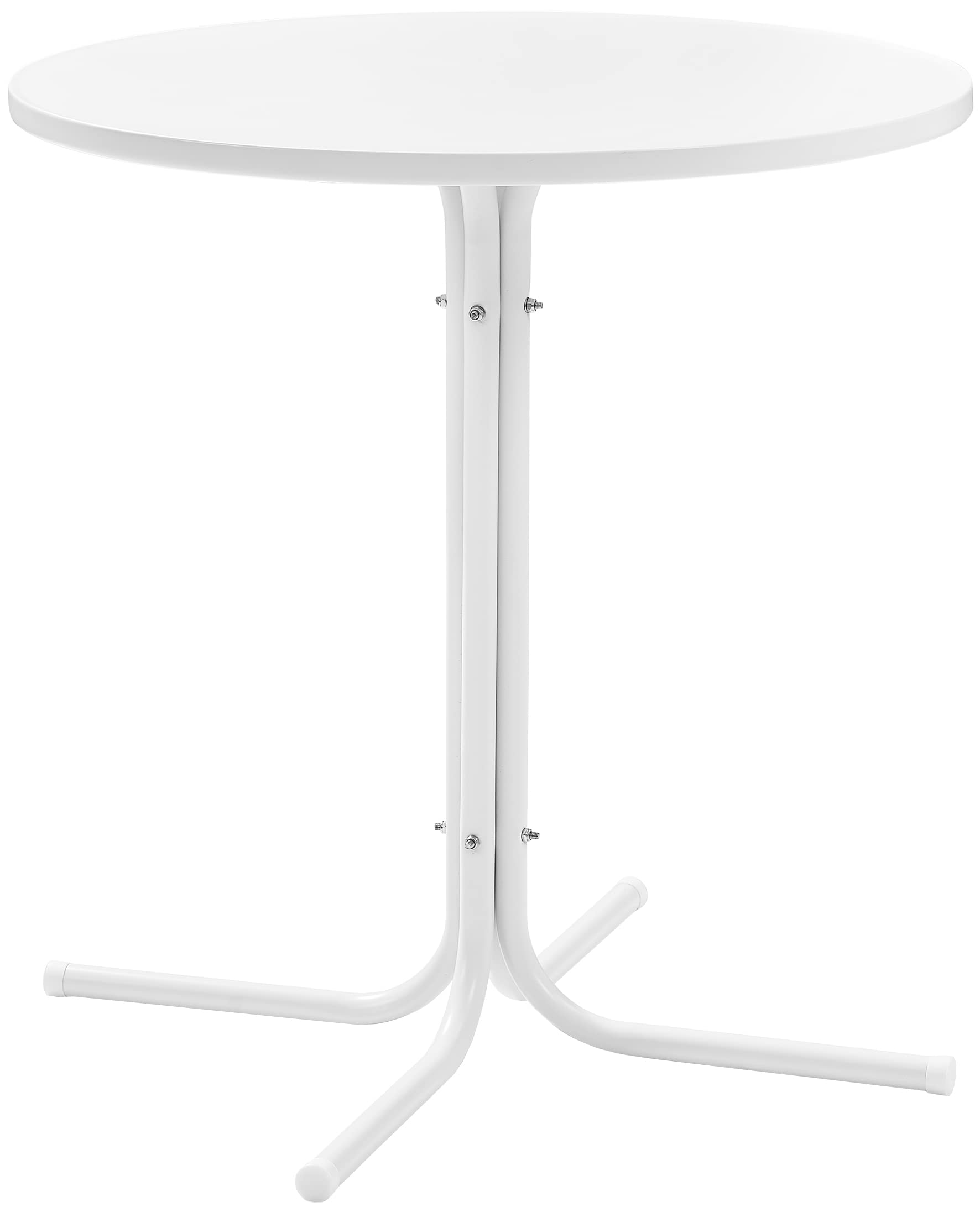 Crosley Furniture Griffith Round Outdoor Bistro Table, Retro Metal Patio Furniture for Dining, Porch, Deck, White Satin