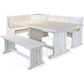 Pemberly Row 75 x 56 Farmhouse Wood Breakfast Nook Set with Storage, Reversable Benche, L-Shaped Corner Bench, for Dining Room, 