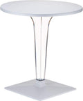 Compamia Ice 28 Round Werzalit Top Patio Dining Table in Silver, Commercial Grade