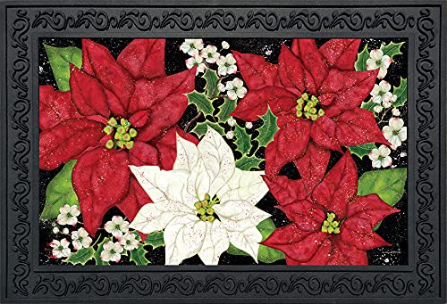 Briarwood Lane Festive Poinsettias Christmas Doormat Floral Holiday Indoor Outdoor 30 x 18