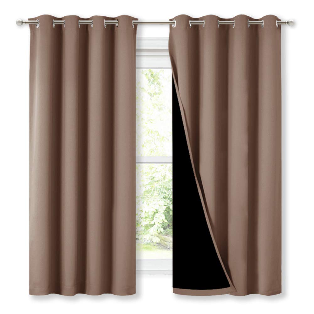 NICETOWN Total Blackout Panels for Nursery, Super Soft, Heavy Duty and Thick Window Treatment Curtains 63 inches Long with Black