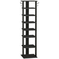 HOOBRO 10 Tiers Vertical Shoe Rack, Wooden Shoe Storage Organizer with Hooks, Narrow Shoe Tower for 20 Pairs, Space Saving, for 