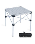 iClimb Lightweight Stable Alu. Folding Square Table Roll Up Top with Carry Bag for Camping Picnic Backyards BBQ Camp Kitchen (Si