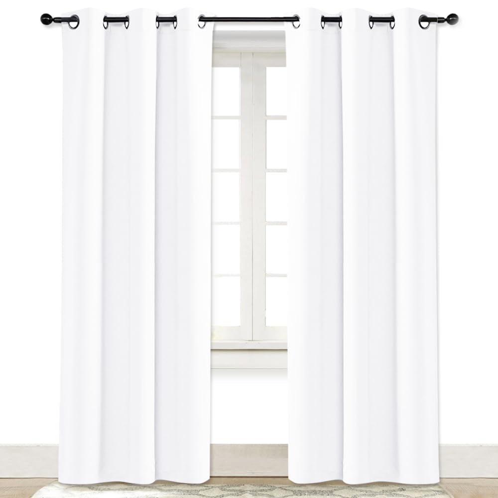 NICETOWN Pure White Window Curtain and Drape, 1 Panel, 42 by 84, Easy Care Solid Thermal Insulated Grommet Room Darkening Draper