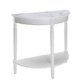 Convenience Concepts French Country Half-Round Entryway Table with Shelf, White Faux Marble/White
