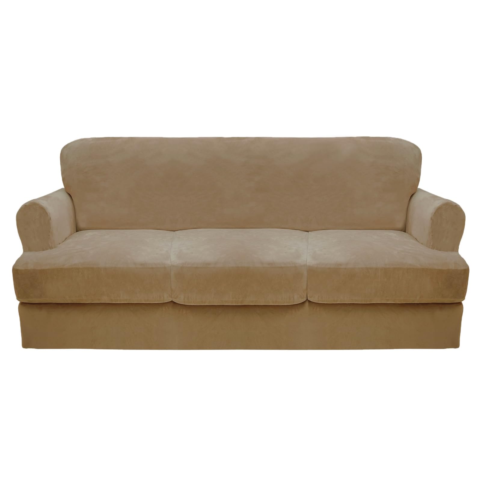 CUCRAF T Cushion Sofa Cover 4 Piece Slipcovers, Soft Thick Velvet Couch Cover for Living Room, Washable High Stretch Furniture P