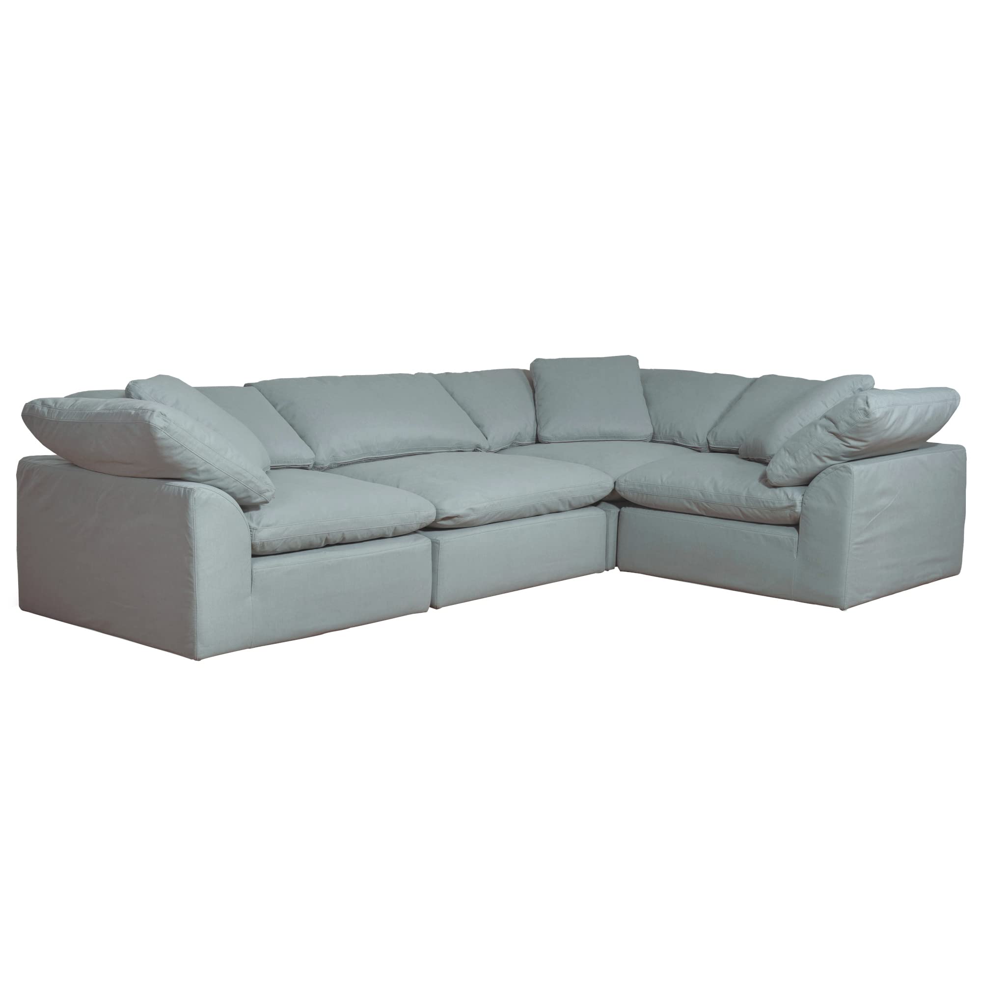 Sunset Trading Contemporary Puff Collection 4PC Deep-Seating Down-Filled Modular Couch | Stain-Proof Water-Resistant Washable Pe