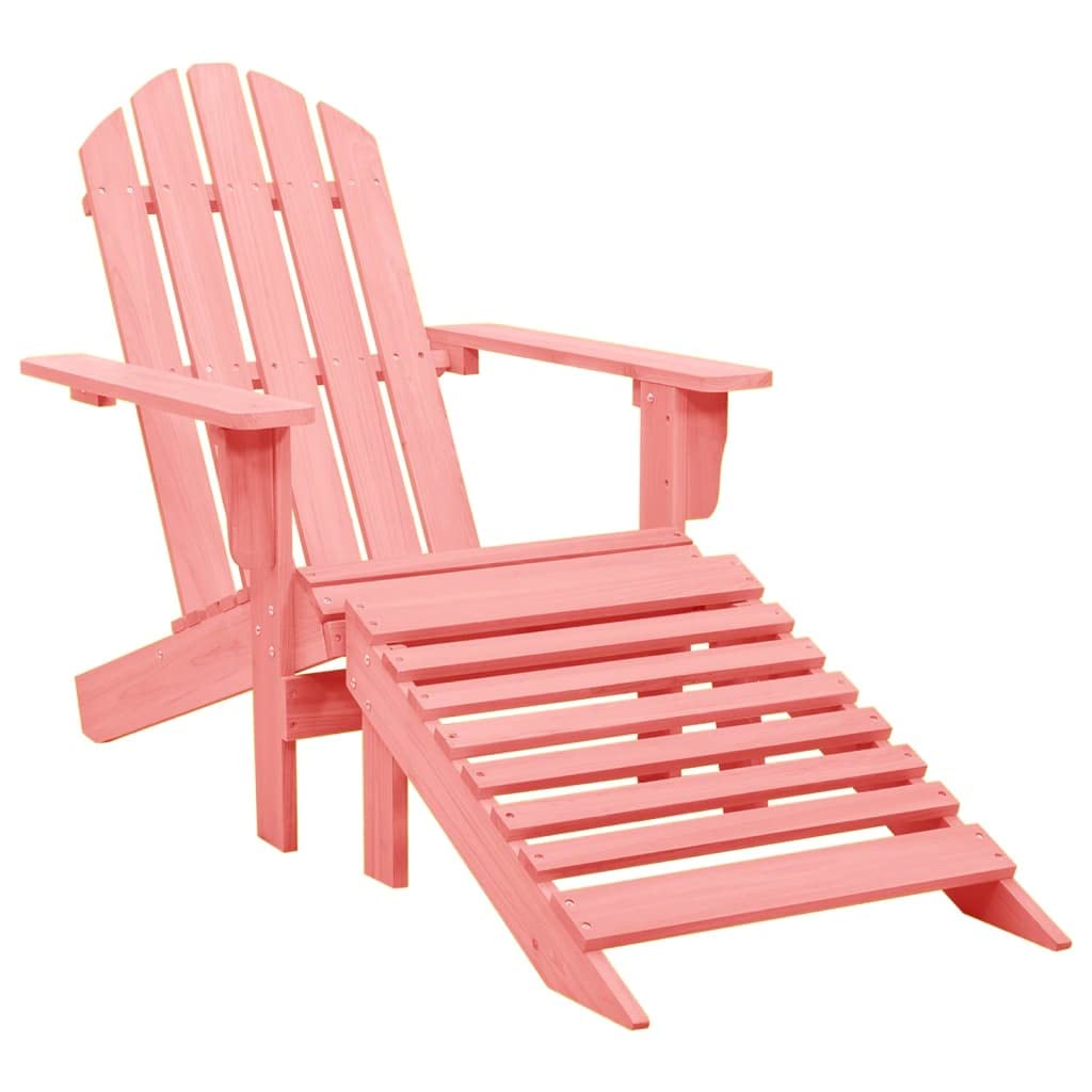 vidaXL Patio Adirondack Chair with Detachable Ottoman, Weather-Resistant Solid Fir Wood Construction, Ergonomic Design, Vibrant 