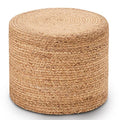 Wimarsbon 18 Pouf Ottoman, Natural Braided Poof, Round Poufs, Rustic Handweave Lounge Pouffe, Boho Footrest Stool for Bedroom,