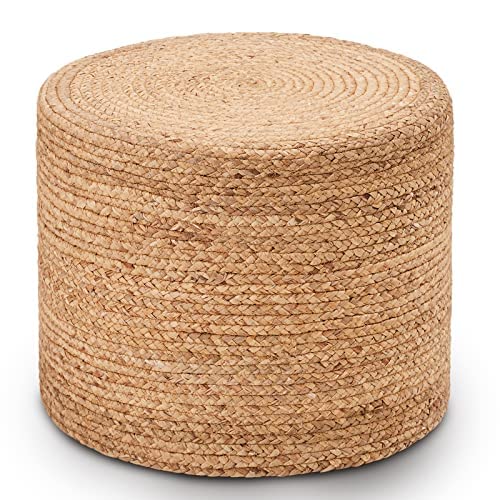 Wimarsbon 18 Pouf Ottoman, Natural Braided Poof, Round Poufs, Rustic Handweave Lounge Pouffe, Boho Footrest Stool for Bedroom,