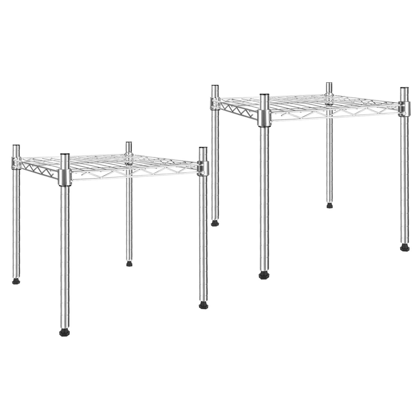 YSSOA Heavy Duty 1-Tier Shelving Unit, 15 W x 13.8 D x 15 H Wire Metal Stackable Storage, Chrome, 2 Pack
