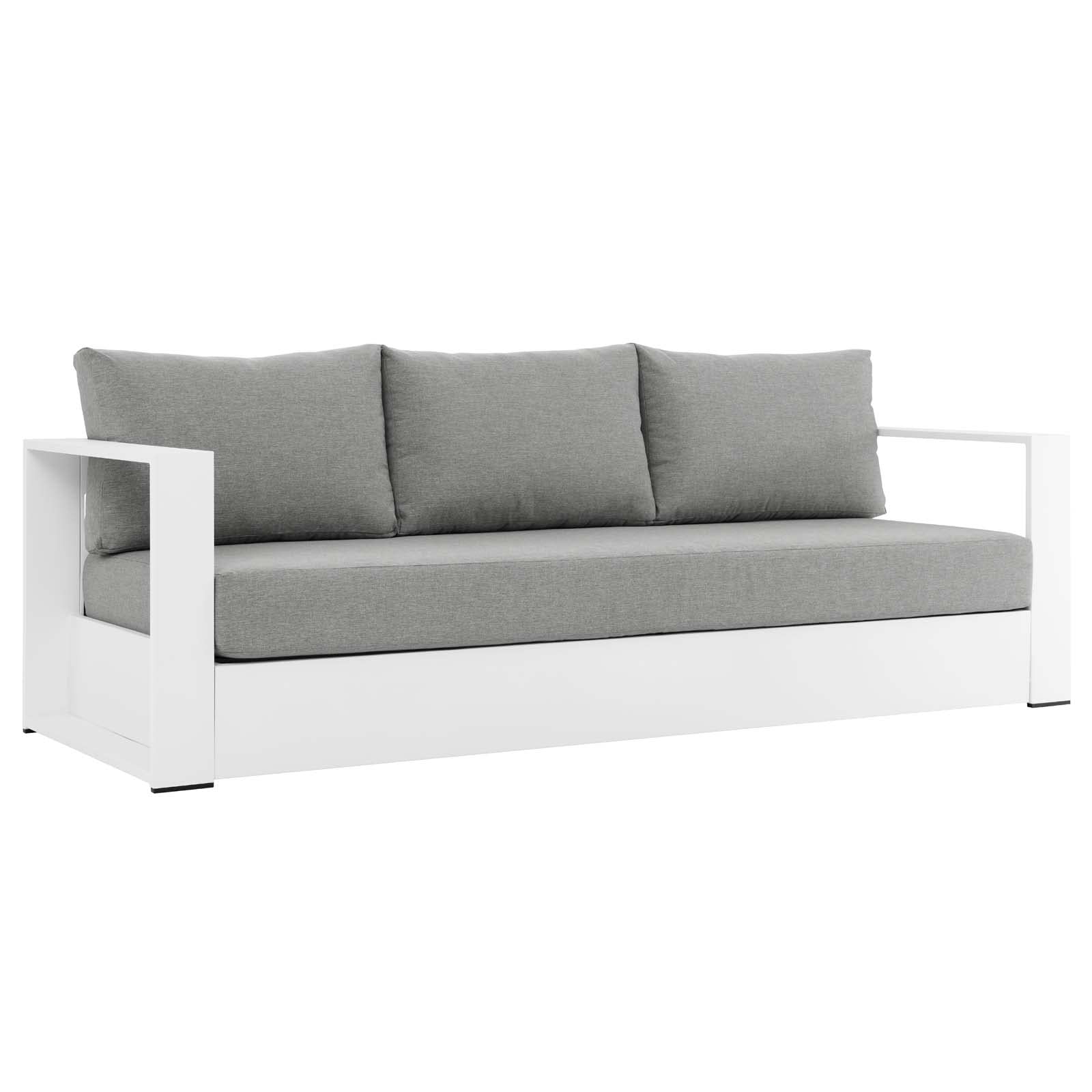 Modway Tahoe Aluminum Outdoor Patio Sofa in White Gray