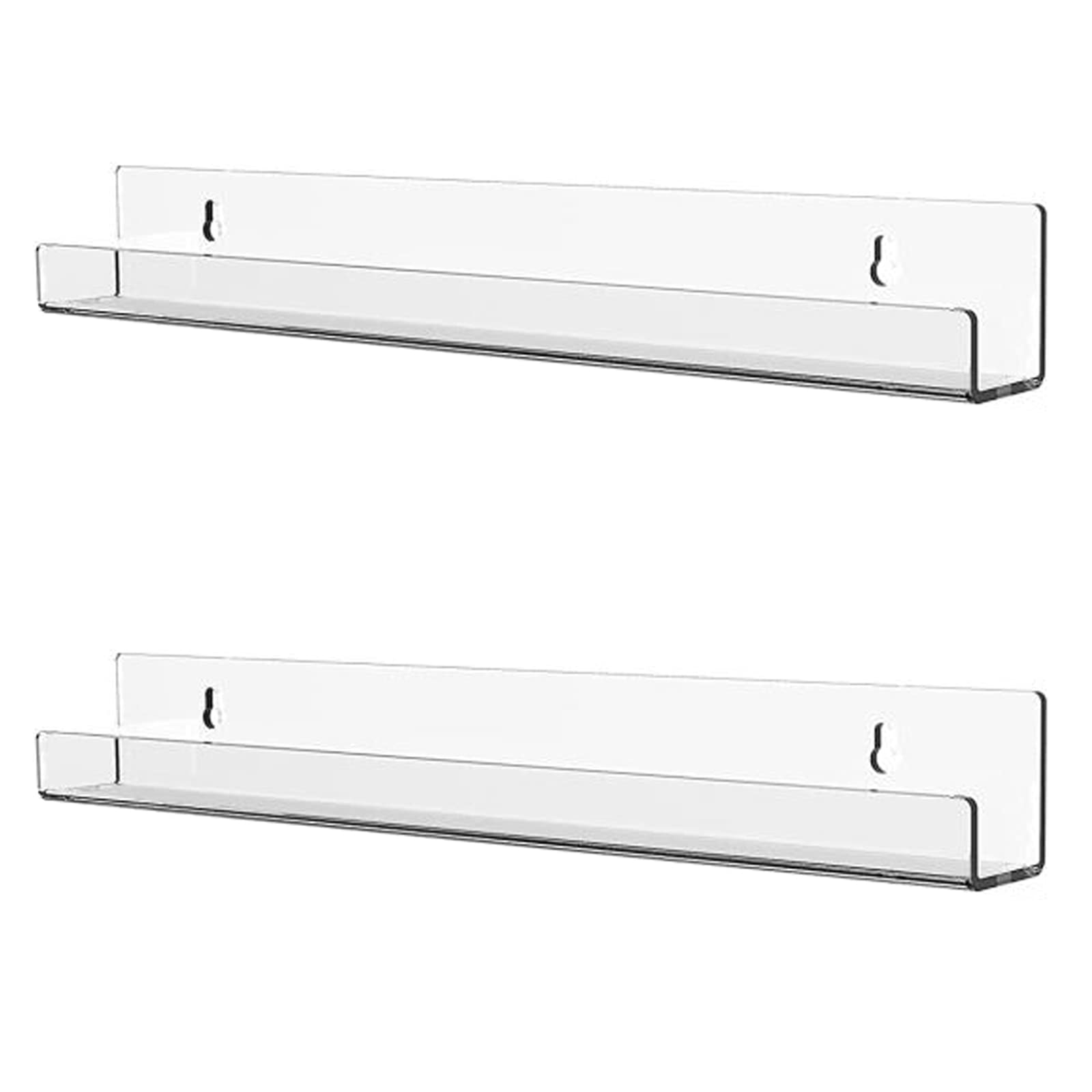 Cq acrylic 15 Clear Floating Bookshelf for Kids Room - Invisible Hanging Wall Mounted U Shaped Shelf, Modern Display for Books,P