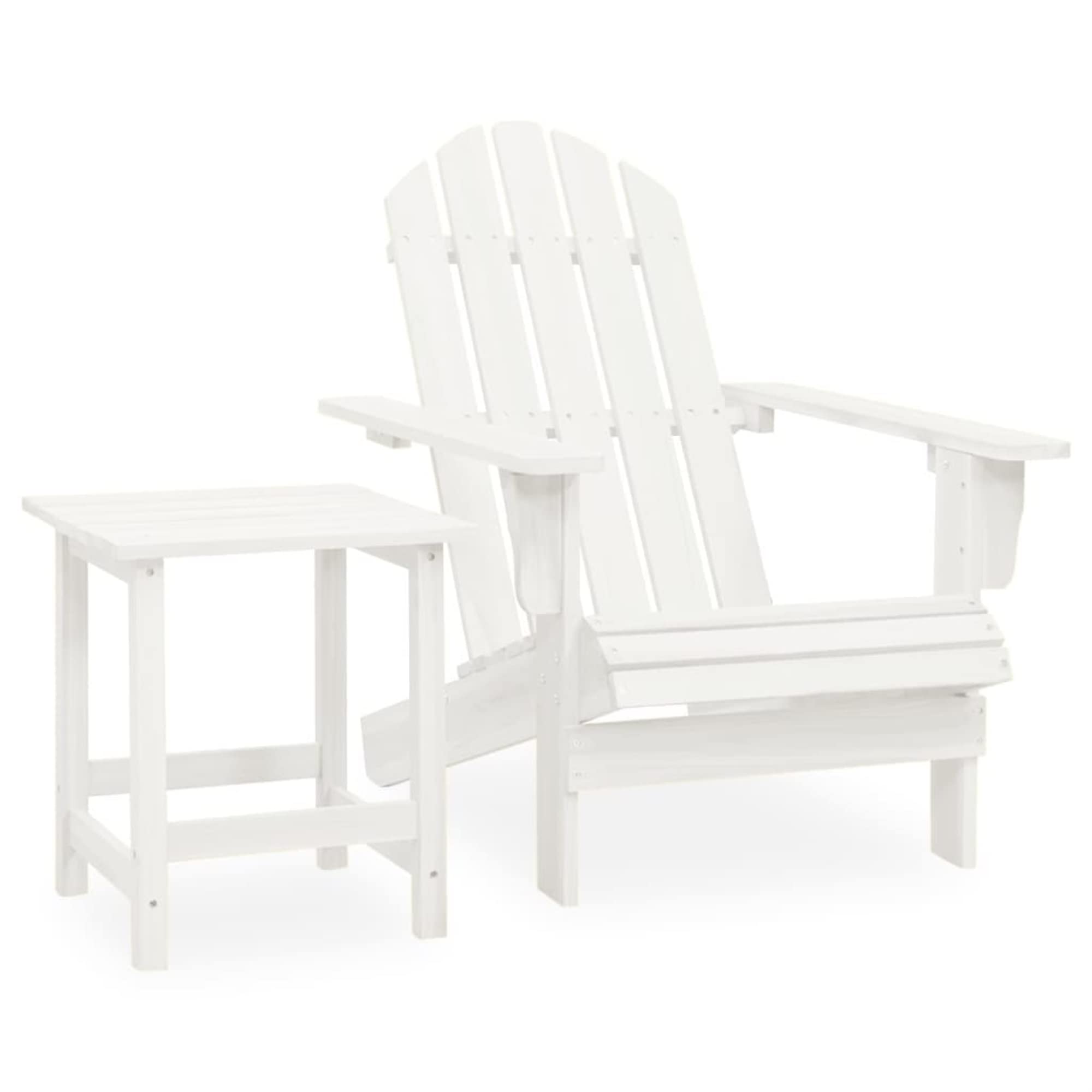 vidaXL Adirondack Chair and Table Set, Solid Fir Wood Outdoor Seating, Ergonomic Patio Furniture with 19.7 Wide Seat, Weather-Re