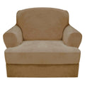 CUCRAF T Cushion Sofa Cover 2 Piece Armchair Slipcovers, Soft Thick Velvet Couch Cover for Living Room, Washable High Stretch Fu