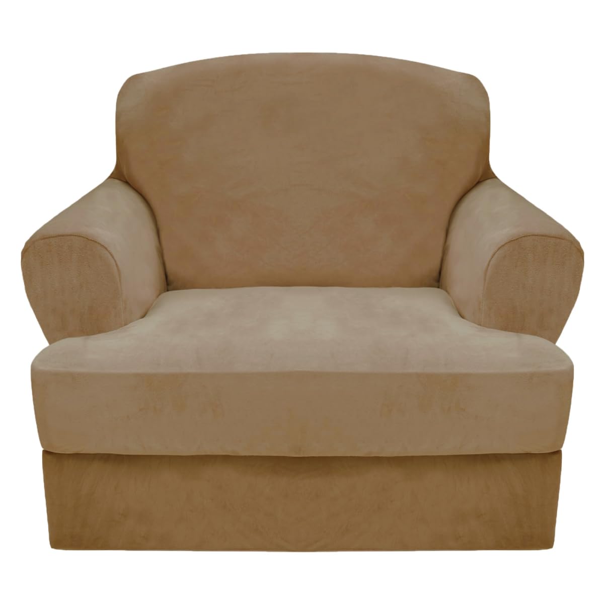 CUCRAF T Cushion Sofa Cover 2 Piece Armchair Slipcovers, Soft Thick Velvet Couch Cover for Living Room, Washable High Stretch Fu