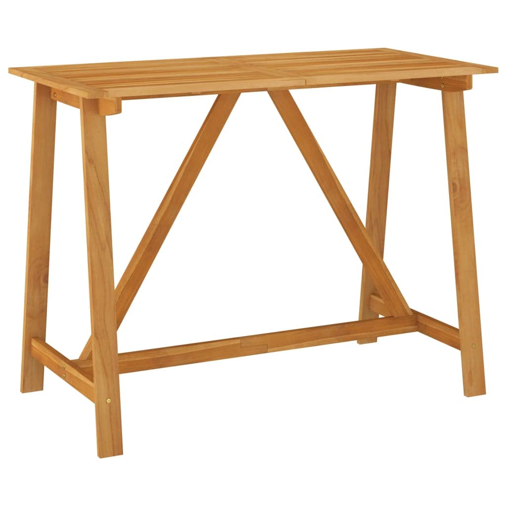 vidaXL Solid Acacia Wood Rectangular Patio Bar Table - Versatile Indoor-Outdoor Wooden Furniture with Oil Finish - Brown, 55.1x2