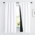 NICETOWN White 100% Blackout Lined Curtains, 2 Thick Layers Completely Blackout Rod Pocket Thermal Insulated Drapes for Kitchen/
