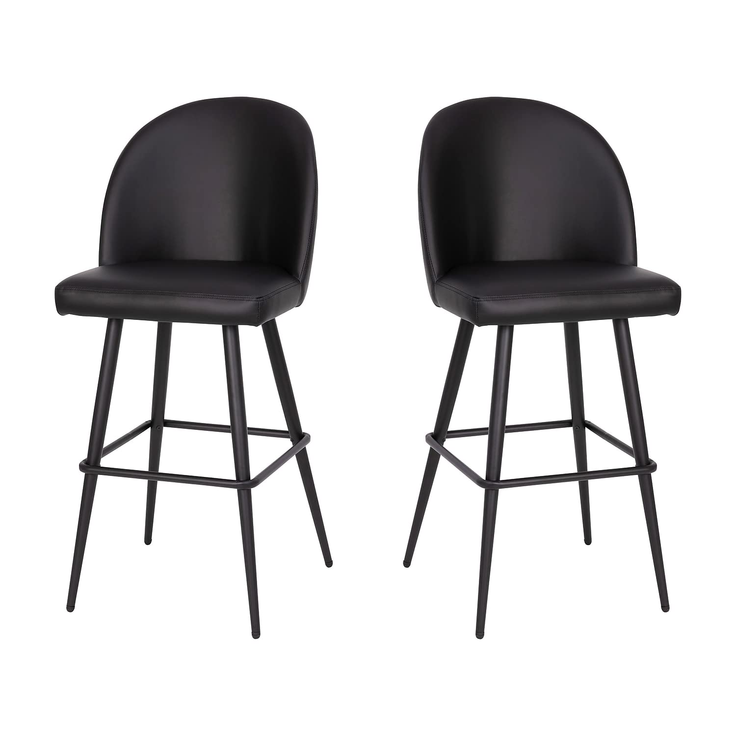 Flash Furniture Lyla Commercial Grade Modern Armless Barstools - Black LeatherSoft Upholstery - 30 Barstool - Contoured Backrest