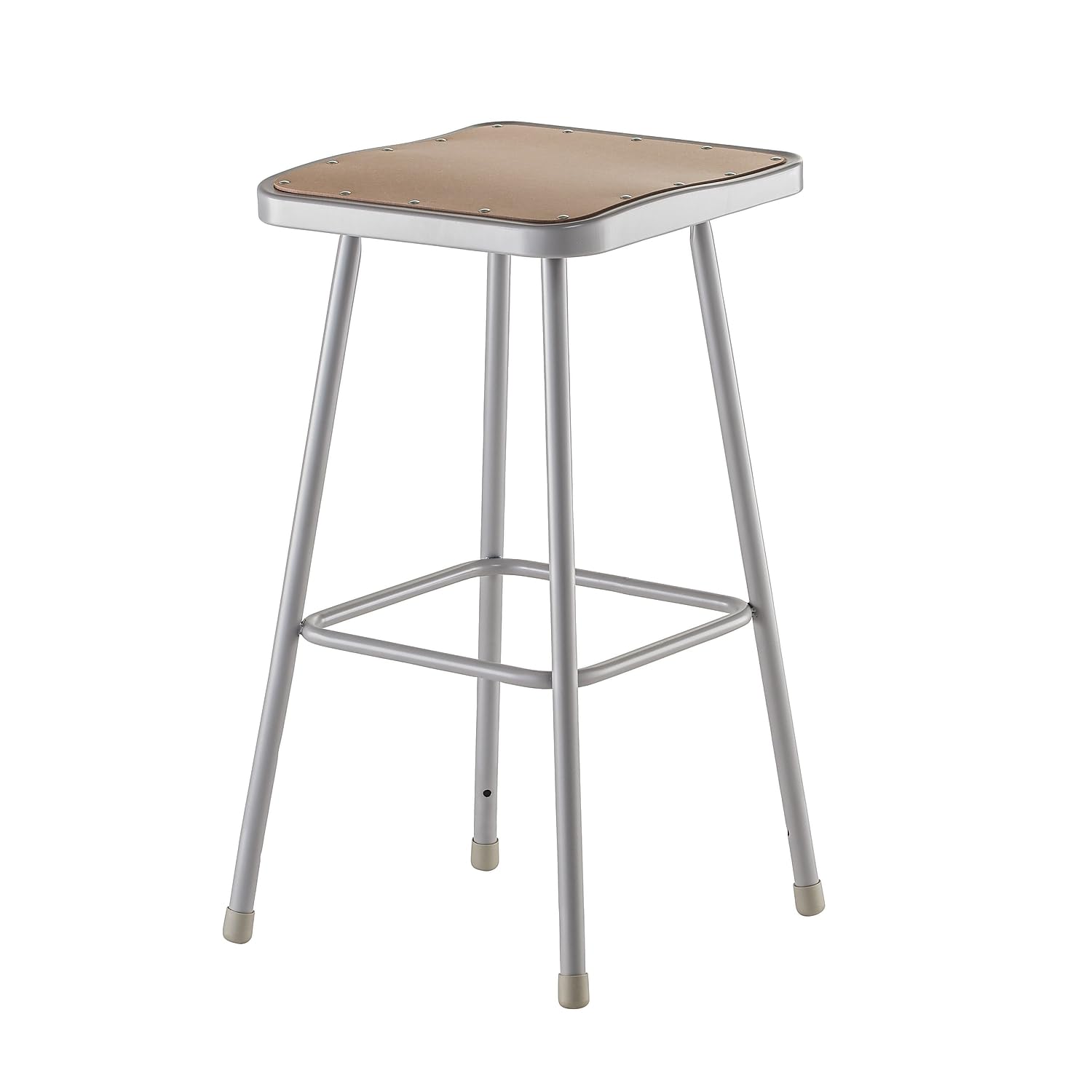 National Public Seating 6330 Grey Steel Stool with 30 Square Hardboard Seat