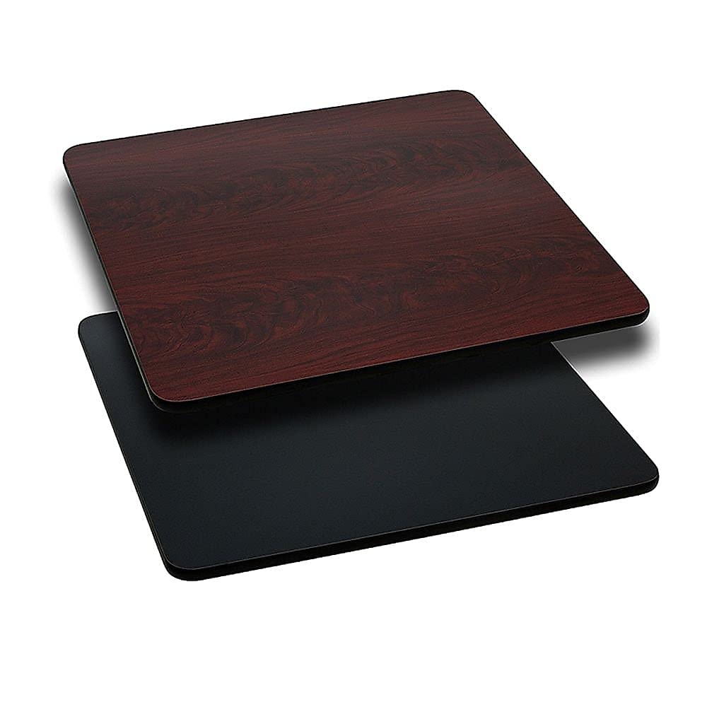 Flash Furniture 36in. Square Resin Tabletop with Reversible Laminate Top - Black/Mahogany, Model Number XUMBT3636