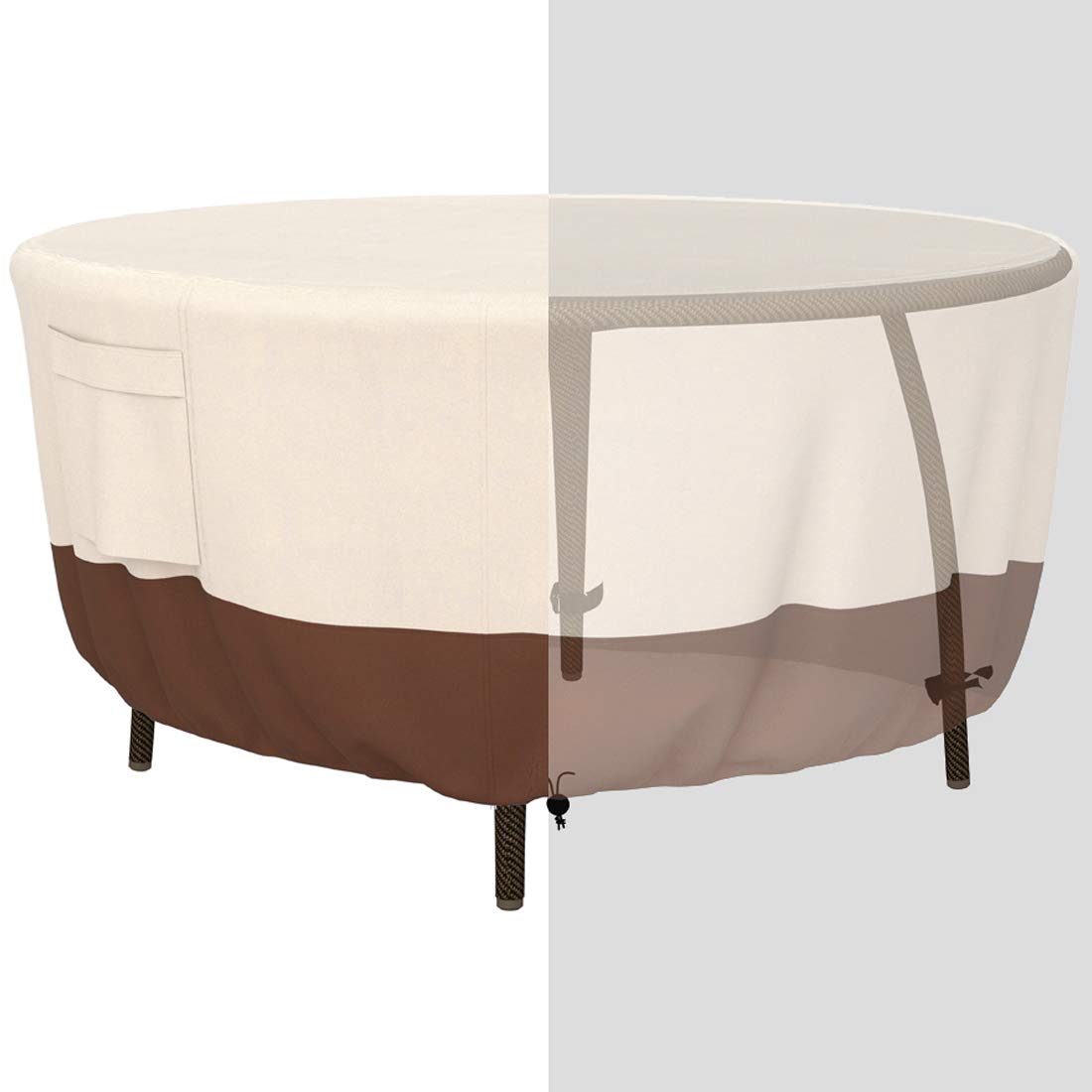 Tuyeho Round Patio Furniture Cover - Durable Oxford Fabric Outdoor Table Cover, Waterproof, UV & Rip Resistant, 96 Dia x 28 H, B