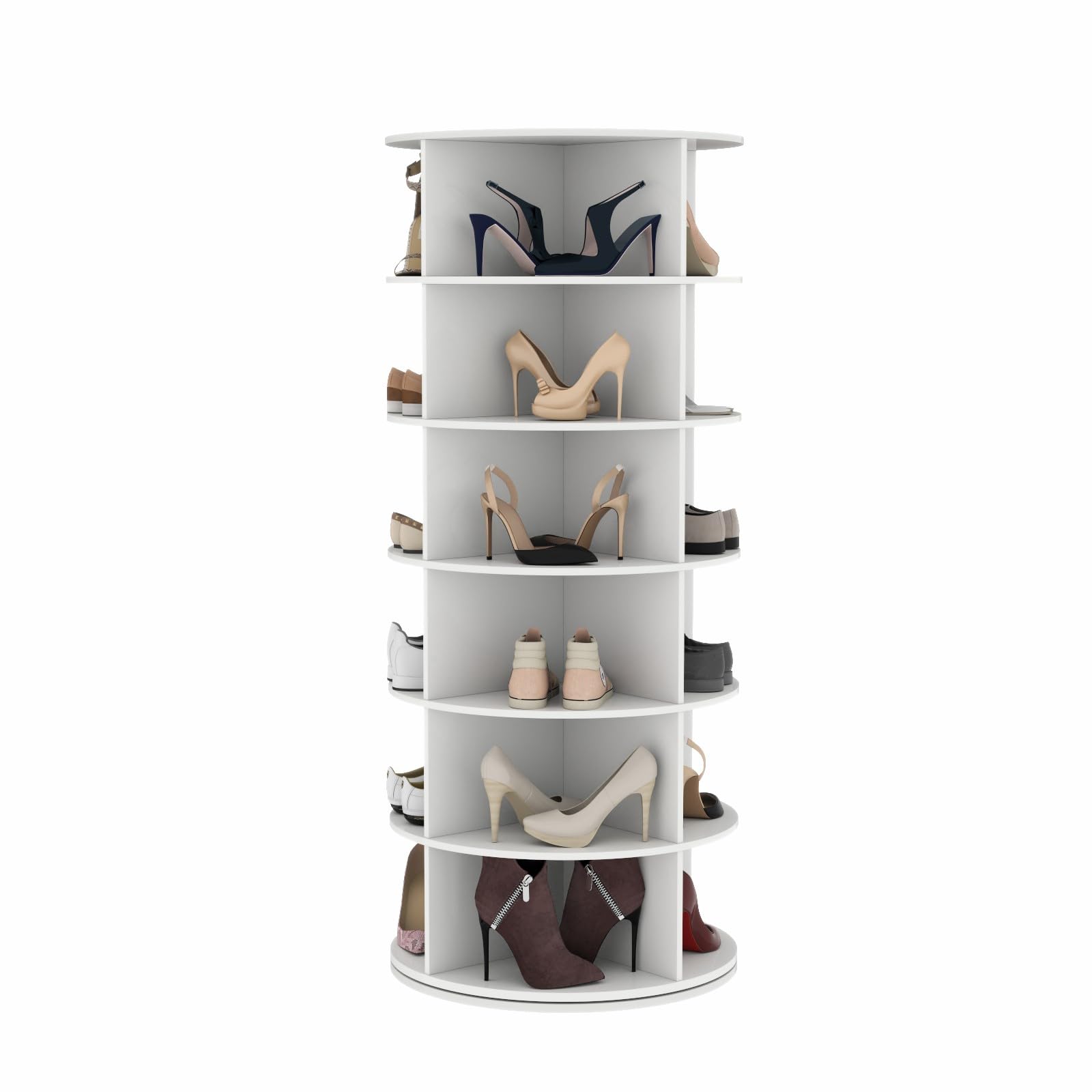Gyfimoie Rotating Shoe Rack, 6-Tier Spinning Shoe Tower, Free Standing 360Revolving Shoe Storage Organizer Lazy Susan Shoe Rack 