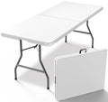 VTOY 6FT(30 x72 ) Folding Table, Indoor Outdoor Heavy Duty Table with Carrying Handle,Portable Plastic Fold up Table for Picnic/